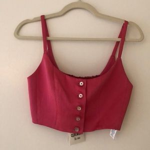 Opening ceremony pink crop tank top
